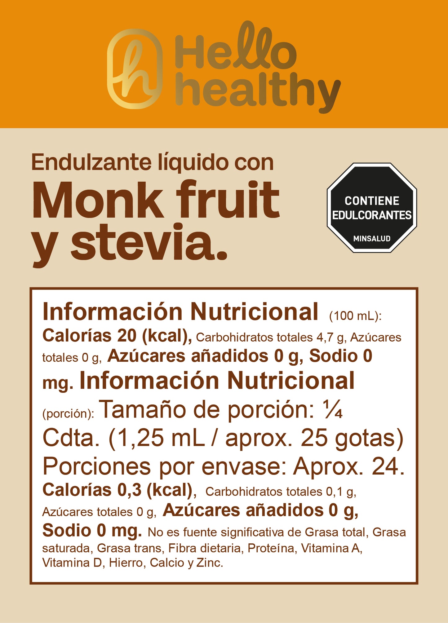Endulzante liquido monk fruit y stevia